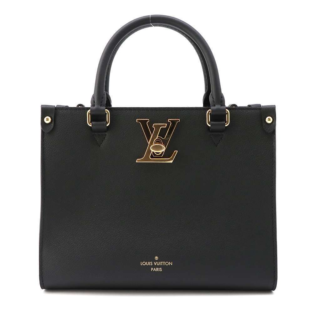 Louis Vuitton handbag grained calf leather Lock Go black bag
